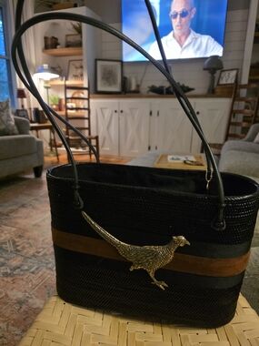 Lisi Lerch "Charlotte" Bali bag, handwoven and embellished with a Pheasant